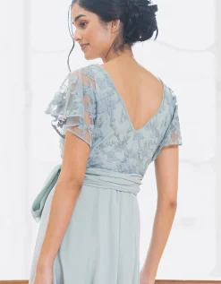 Shop Seraphine Bianca | Sage Green Lace & Silk Chiffon Maxi Maternity & Nursing Occasion Dress