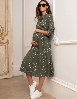 Store Seraphine Bless |  Polka Dot Maternity & Nursing Shirt Dress