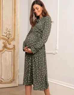 Store Seraphine Bless |  Polka Dot Maternity & Nursing Shirt Dress