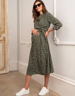 Store Seraphine Bless |  Polka Dot Maternity & Nursing Shirt Dress