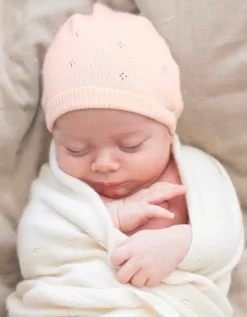 Sale Seraphine Bobbina | Mini Cotton & Cashmere Pink Knitted Baby Hat