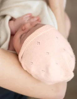 Sale Seraphine Bobbina | Mini Cotton & Cashmere Pink Knitted Baby Hat