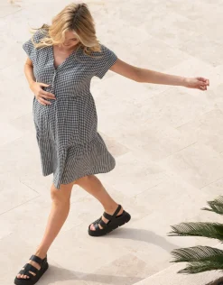 Cheap Seraphine Bravada | Cotton Gingham Button-Down Shift Maternity-To-Nursing Dress