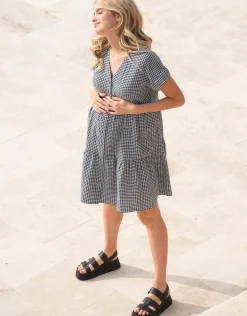 Cheap Seraphine Bravada | Cotton Gingham Button-Down Shift Maternity-To-Nursing Dress