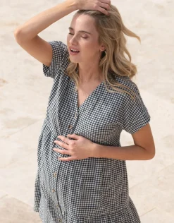 Cheap Seraphine Bravada | Cotton Gingham Button-Down Shift Maternity-To-Nursing Dress