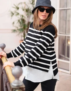 Outlet Seraphine Britta | Layered Striped Maternity & Nursing Sweater