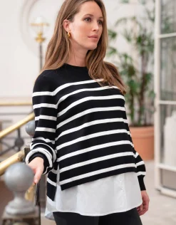 Outlet Seraphine Britta | Layered Striped Maternity & Nursing Sweater