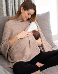 New Seraphine Caleb | Camel Cable Knit Nursing Cover Maternity Shawl