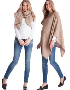 New Seraphine Caleb | Camel Cable Knit Nursing Cover Maternity Shawl
