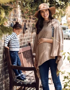 New Seraphine Caleb | Camel Cable Knit Nursing Cover Maternity Shawl