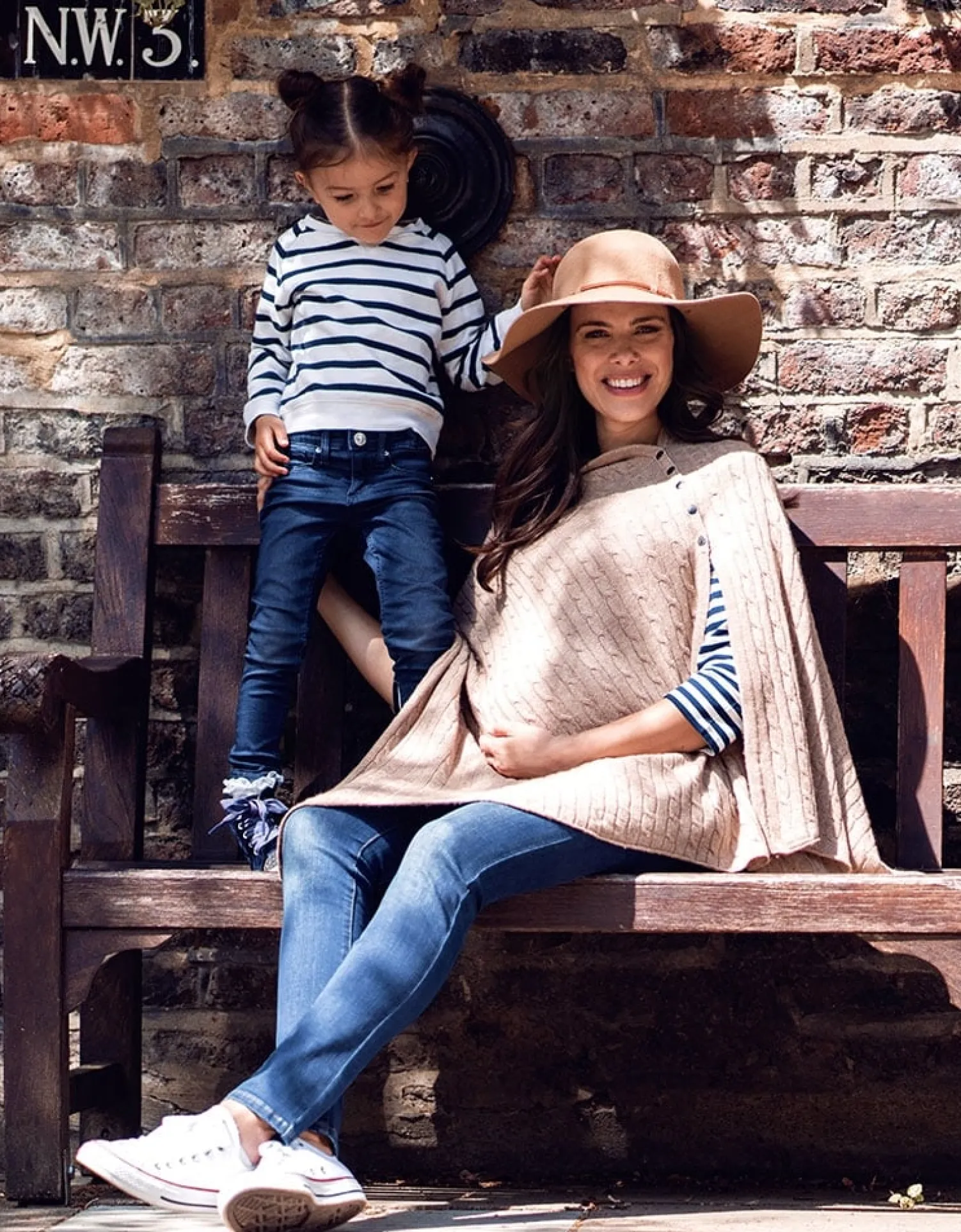 New Seraphine Caleb | Camel Cable Knit Nursing Cover Maternity Shawl