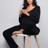 Fashion Seraphine Camille | Black Bamboo Lounge Maternity Pajamas
