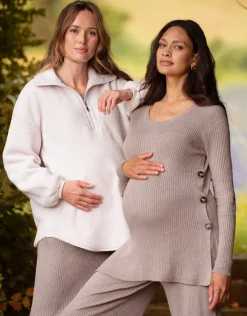 Discount Seraphine Carnelian | Rib Knit Maternity & Nursing Co-ord Top