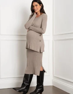 Discount Seraphine Carnelian | Rib Knit Maternity & Nursing Co-ord Top