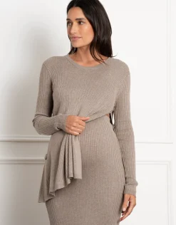Discount Seraphine Carnelian | Rib Knit Maternity & Nursing Co-ord Top