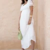Hot Seraphine Carolina | White Shirred Maternity Maxi Dress