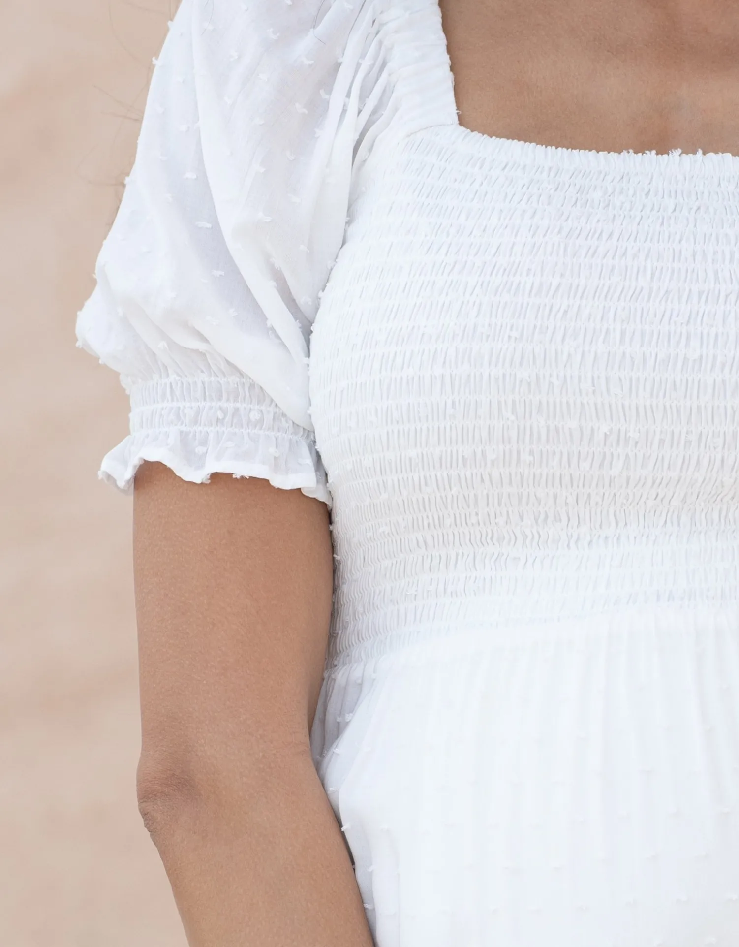 Hot Seraphine Carolina | White Shirred Maternity Maxi Dress