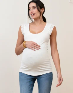 Discount Seraphine Caspian | Ribbed Scoop Neck Frill Tank Maternity Top