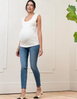 Discount Seraphine Caspian | Ribbed Scoop Neck Frill Tank Maternity Top