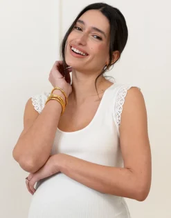 Discount Seraphine Caspian | Ribbed Scoop Neck Frill Tank Maternity Top