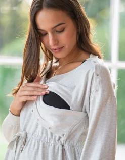 Store Seraphine Cassidy | Grey Marl Sweatshirt Maternity & Nursing Tunic