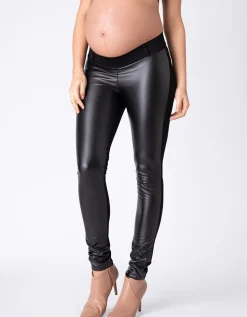 Sale Seraphine Cici | Faux Leather Panel Maternity Leggings