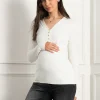 Best Seraphine Crystal | Rib Knit Collar Detail Maternity & Nursing Top