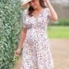 New Seraphine Daffodil | White Floral Front Tie Maternity Dress