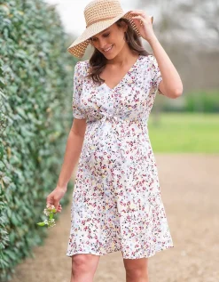 New Seraphine Daffodil | White Floral Front Tie Maternity Dress