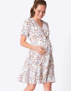 New Seraphine Daffodil | White Floral Front Tie Maternity Dress