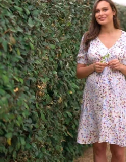 New Seraphine Daffodil | White Floral Front Tie Maternity Dress