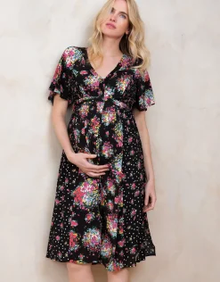 Fashion Seraphine Dahlia | Floral Bouquet Maternity & Nursing Dress