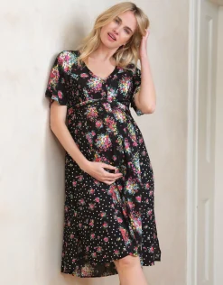Fashion Seraphine Dahlia | Floral Bouquet Maternity & Nursing Dress