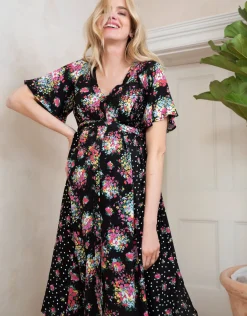 Fashion Seraphine Dahlia | Floral Bouquet Maternity & Nursing Dress