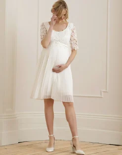 Online Seraphine Dani | Ivory Lace Top Pleated Maternity & Nursing Dress
