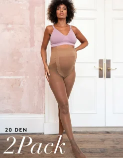 Best Sale Seraphine 20 Denier Mocha Maternity Tights u2013 2 Pack