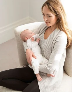 New Seraphine Denise | Grey Cotton & Cashmere Waterfall Maternity Cardigan