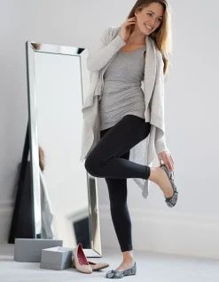 New Seraphine Denise | Grey Cotton & Cashmere Waterfall Maternity Cardigan