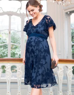 Best Seraphine Diane | Navy Blue Floral Lace Maternity to Nursing Occasion Dress