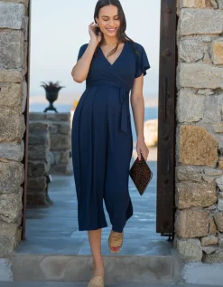 Best Sale Seraphine Dion | Navy Blue Maternity & Nursing Jumpsuit