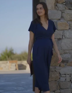 Best Sale Seraphine Dion | Navy Blue Maternity & Nursing Jumpsuit