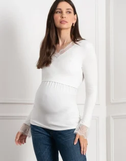 Cheap Seraphine Dottie | Lace Trim Jersey Layering Maternity & Nursing Top