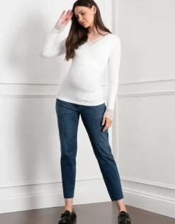 Cheap Seraphine Dottie | Lace Trim Jersey Layering Maternity & Nursing Top