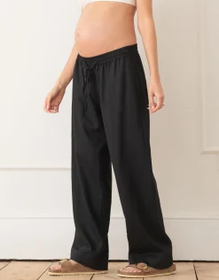 Hot Seraphine Elan | Wide-Leg Linen-Blend Under Bump Maternity Trousers