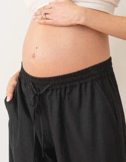Hot Seraphine Elan | Wide-Leg Linen-Blend Under Bump Maternity Trousers