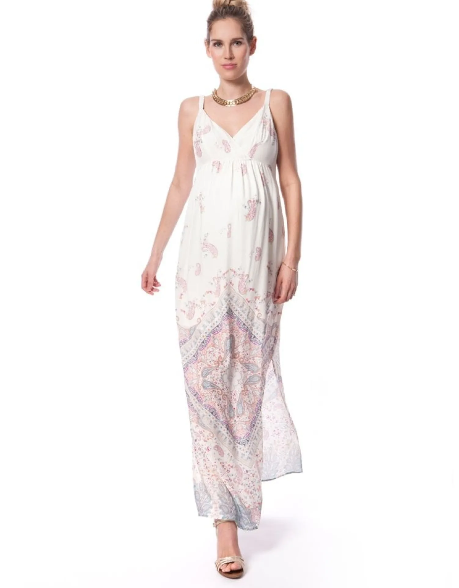 Sale Seraphine Elisha | Pastel Printed Maternity Maxi Dress