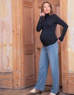Discount Seraphine Ember | Black Maternity & Nursing Roll Neck