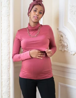 Discount Seraphine Ember | Rust Bamboo Maternity & Nursing Roll Neck
