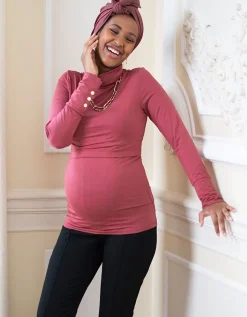 Discount Seraphine Ember | Rust Bamboo Maternity & Nursing Roll Neck