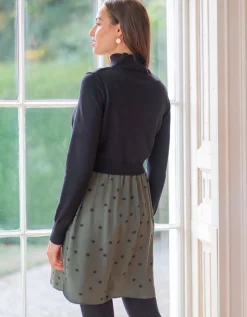 Clearance Seraphine Esme | Khaki Polka Dot Maternity & Nursing Dress